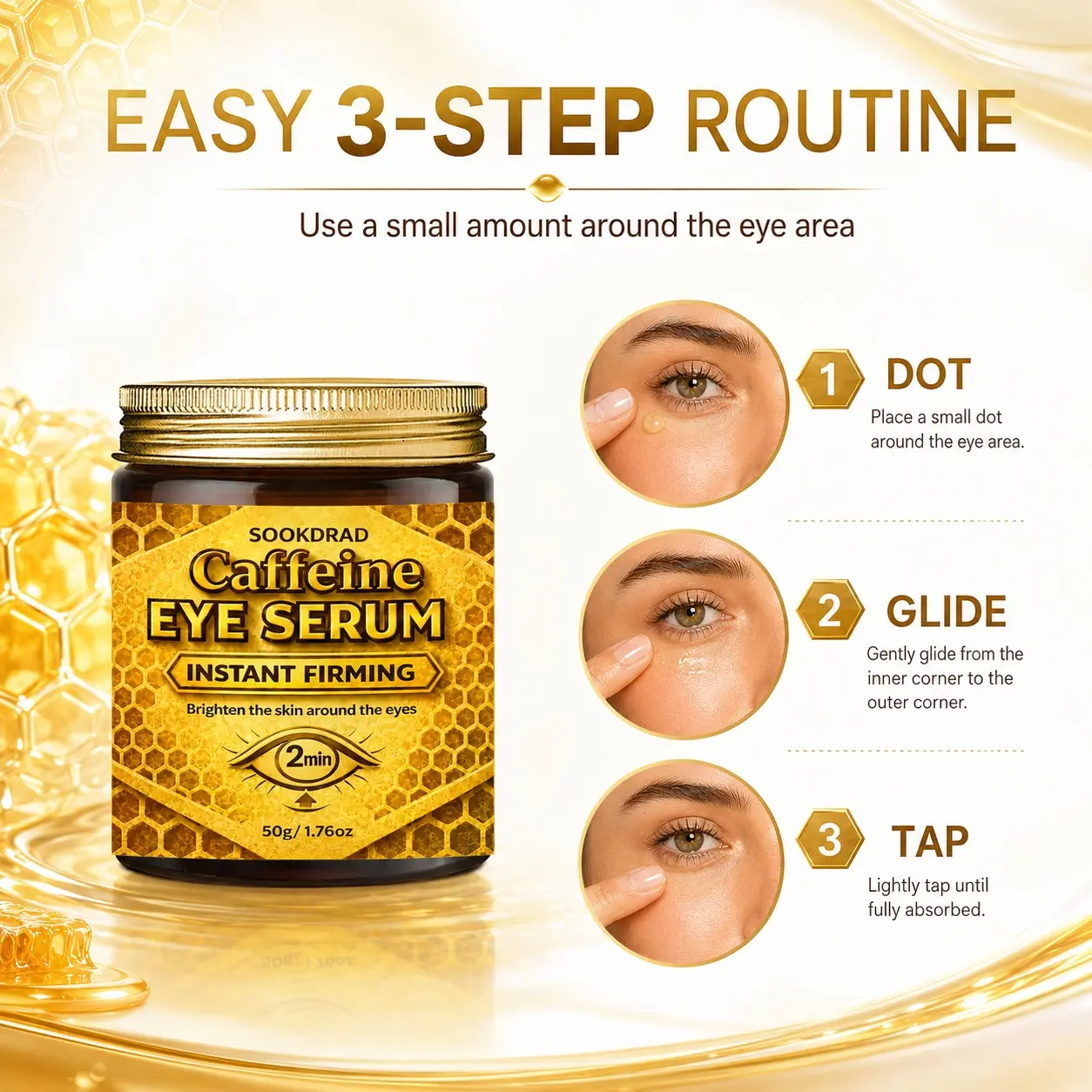 Caffeine Eye Serum, caffeine, instant firming, brighten skin around eyes, for eye region, 50g/1.76oz