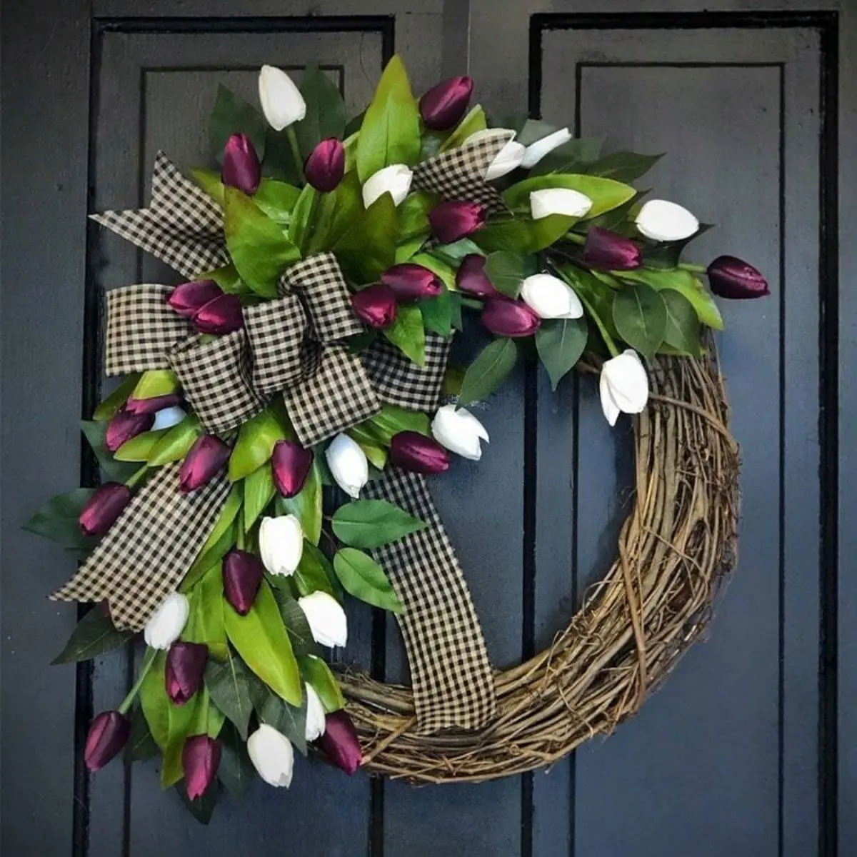13.7in Spring Summer Front Door Wreaths, Lemon Summer Décor Pansy Wreaths Sunflower Daisy Tulip Spring Handmade Flower Outdoor Wreaths Greenery Wreaths Boxwood Green Wreaths Colorful Tulip