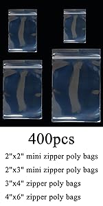 500pcs 1" x 2" Small Plastic Bags, 2 Mil Thick, Clear Small Zip Baggies, Resealable Zipper Bags, Storage Poly Baggies for Daily Vitamins, Candy Pills, Beads, Jewelry Parts, Tiny Items
