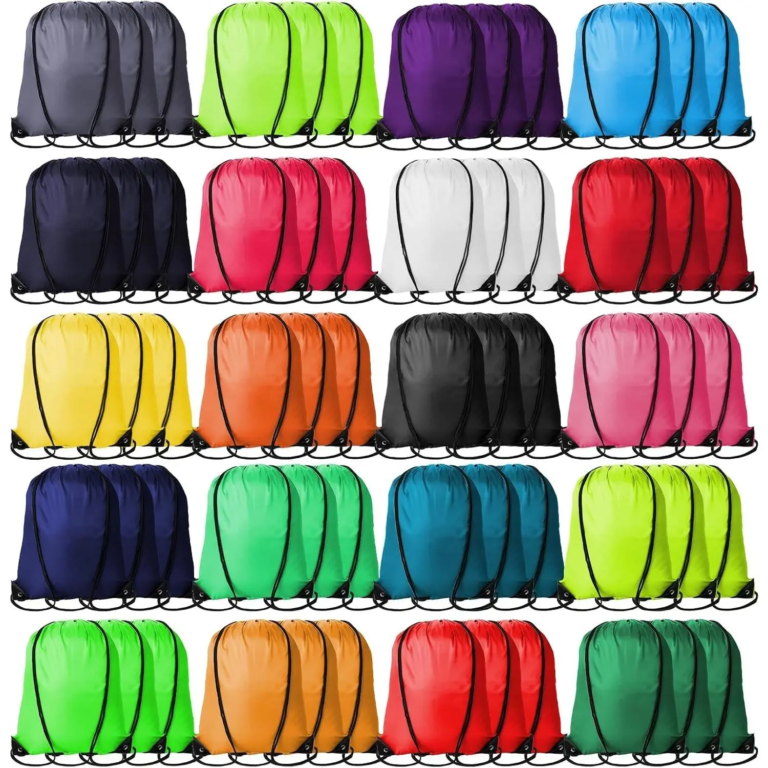 60Pcs Drawstring Backpacks Bulk String Bag Cinch Sack Pack Storage Knapsack Polyester Gift Bags Sports Drawstring Bags for Trip Gym Party Bags(20 Colors)