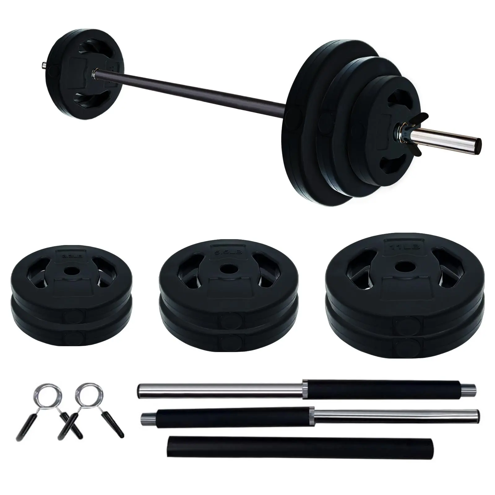 40LB Adjustable Barbell Weight Set, Home Gym Equipment with 51” Bar, Multi-Color PU Coated Plates, Shoulder Pad, Anti-Slip Odor-Resistant Kit for Squats, Body Pump Workouts in Apartments