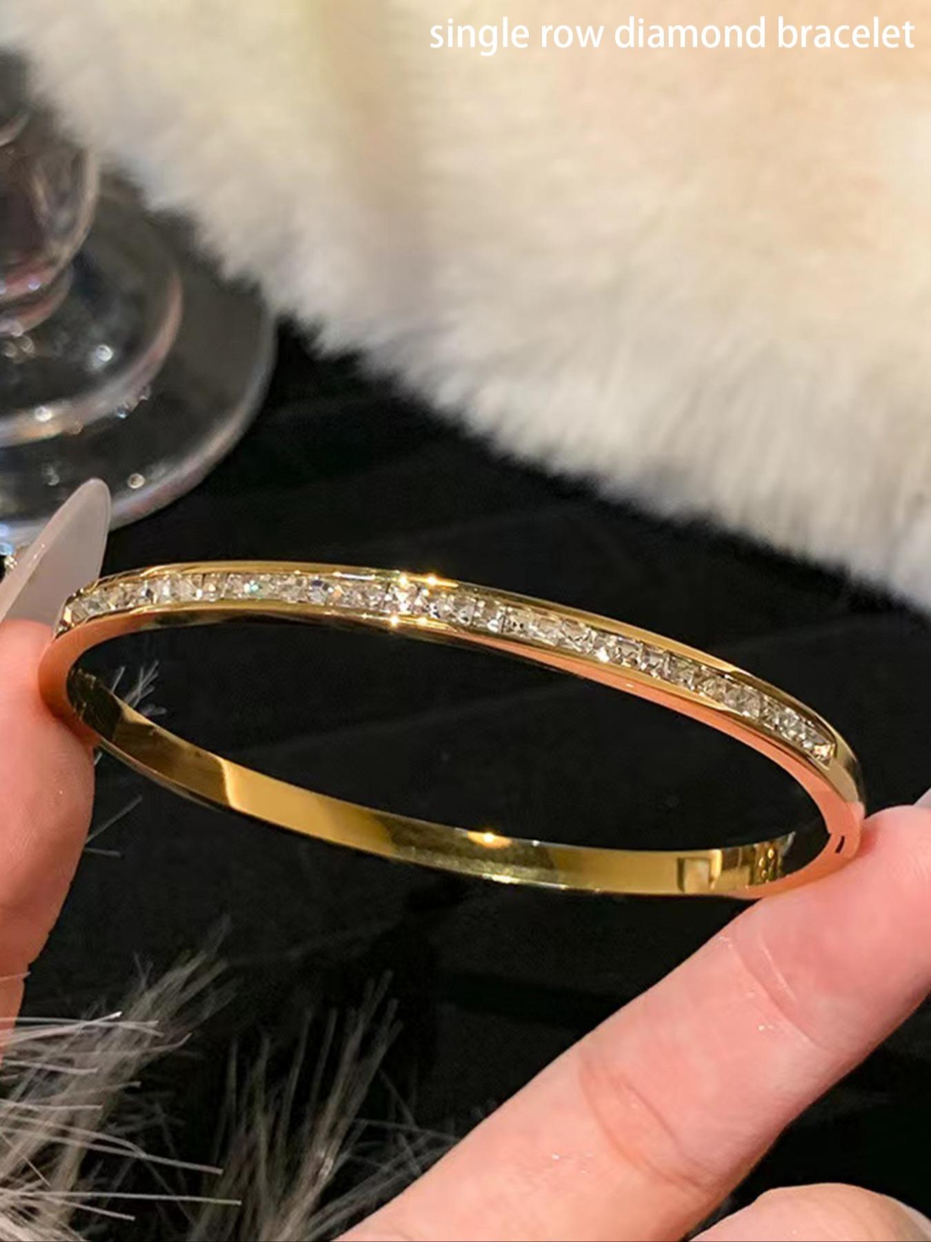 Elegant Rhinestone-Decorated Bangle, Trendy Stackable Bangle, Fashion Jewelry for Women and Men, Perfect for Parties and Daily Wear, Versatile All-Match Jewelry Birthday Gift, Mix Bracelets