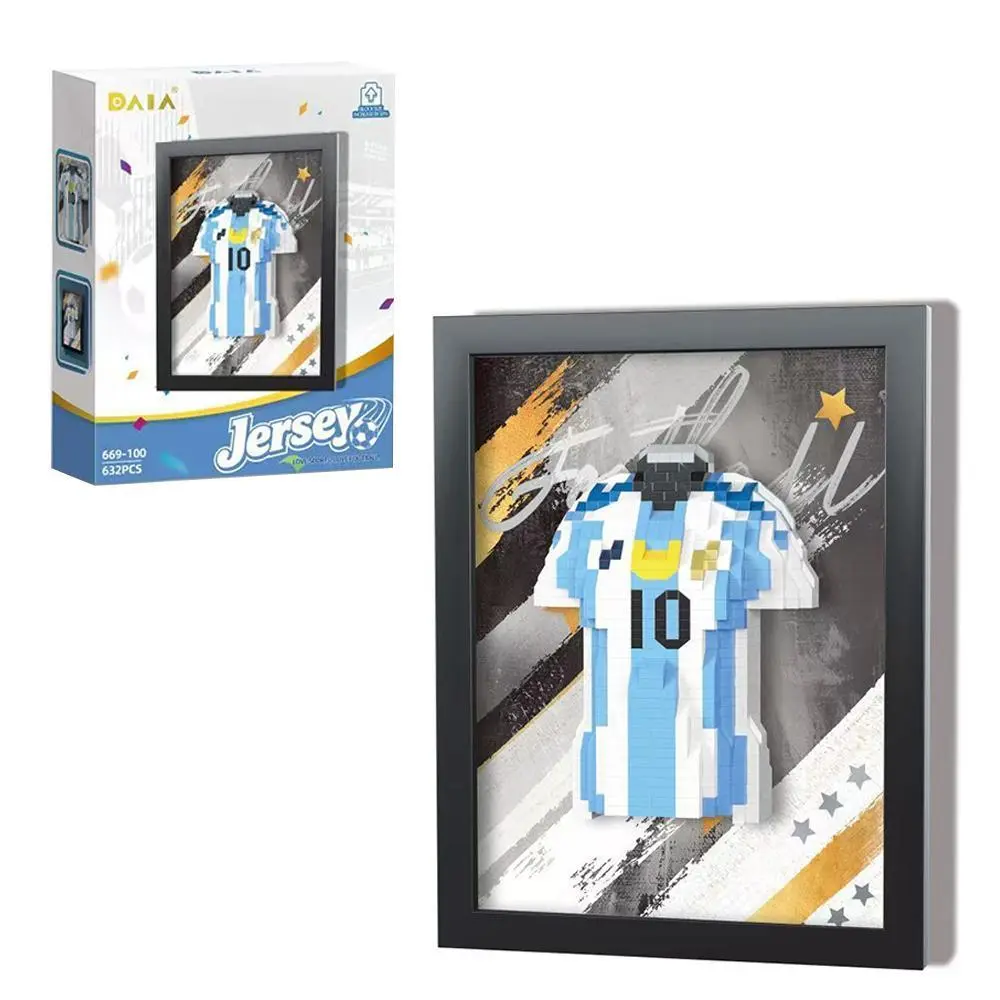 Football player jersey building blocks, DIY handmade Creative gift set, Home Decoration Gift For Kid