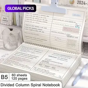 pvc soft cover coil notebook - Horizontal column design, B5 size, for study notes, work records, DIY handbooks, mind maps, suitable for students and office workers #GLOBAL PICKS