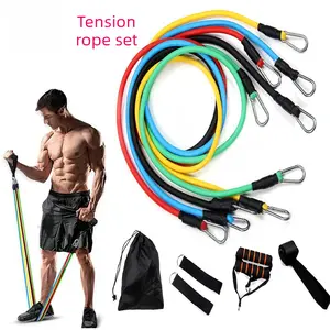 11-Piece Puller Multifunctional Pulling Rope One-word Pulling Belt Fitness Training Equipment Elastic Rope Belt Resistance Belt portable exercise bands