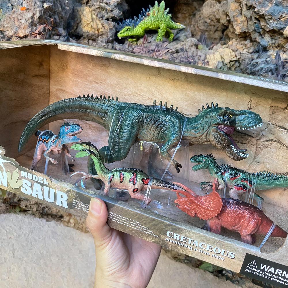 6PCS New Realistic Dinosaur Model Toy Set T-Rex Pterosaur Triceratops Mixed Styles Gift Box