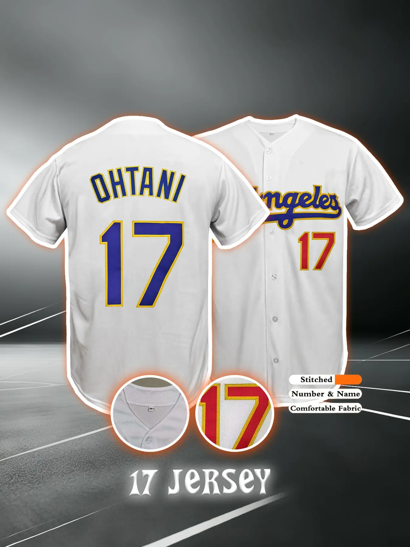 Men's #5 #17 #18 Baseball Jersey, Los Angeles Letter Embroidery, Casual Breathable Short Sleeve, Outdoor Sports, Streetwear, Fan Gift, Jersey Shirts