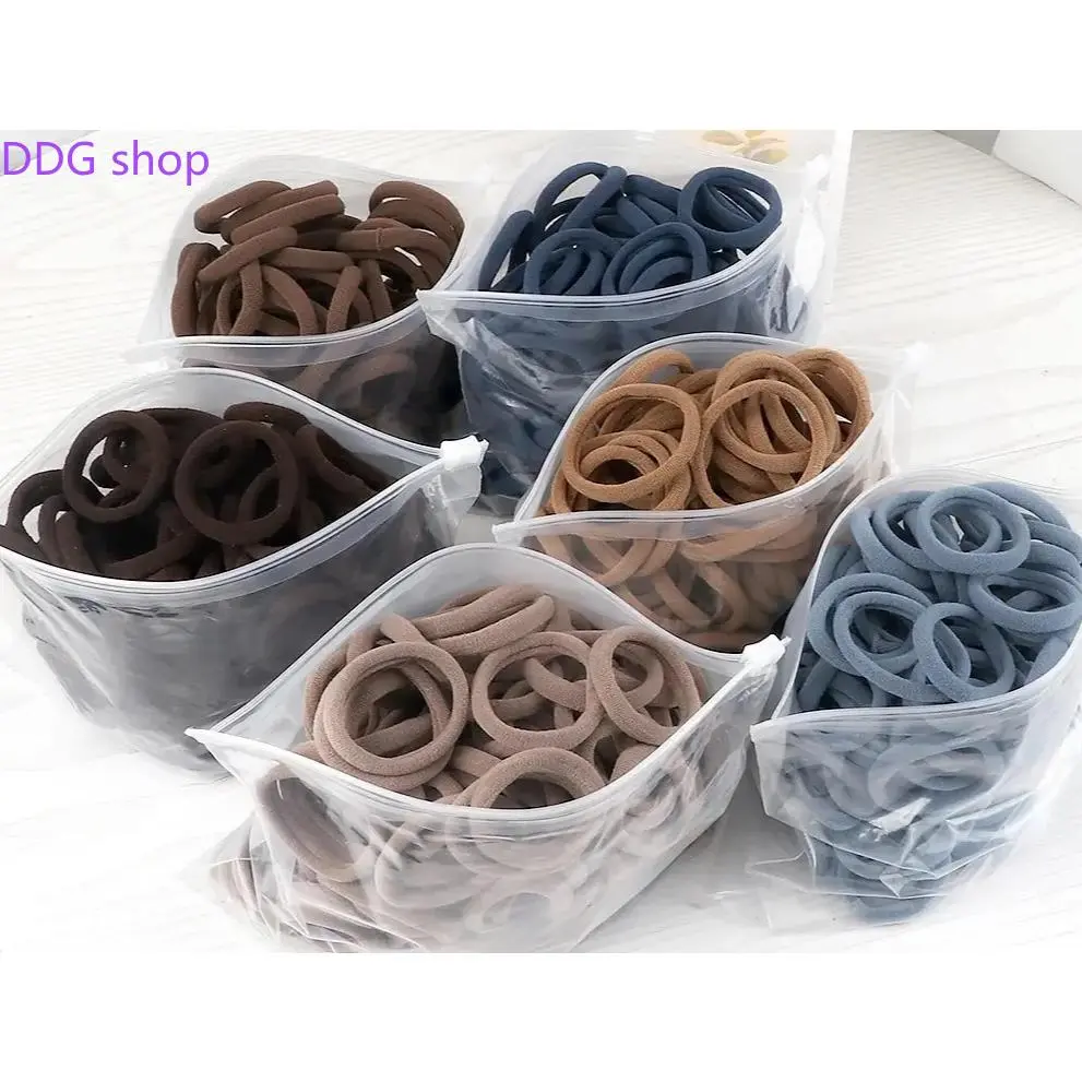 50-Pack 4cm Solid Color Elastic Hair Ties, Soft Towel Fabric Ponytail Holders, Simple Daily Hair Accessories for Women High Ponytail Styling