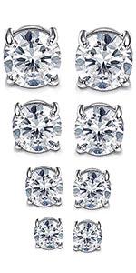 Jstyle 2 Pairs Stainless Steel Stylish Non-Piercing Magnetic Stud Earrings Hypoallergenic CZ Men and Women 5-8MM Sizes