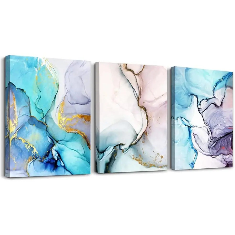 MHARTK66 Wall Art for Bedroom Wall Decor for Living Room Office Decor Colorful Painting Artwork for Walls Bathroom Abstract Canvas Art Prints Ready to Hang Kitchen Pictures Home Decor 12x16 3 Piece