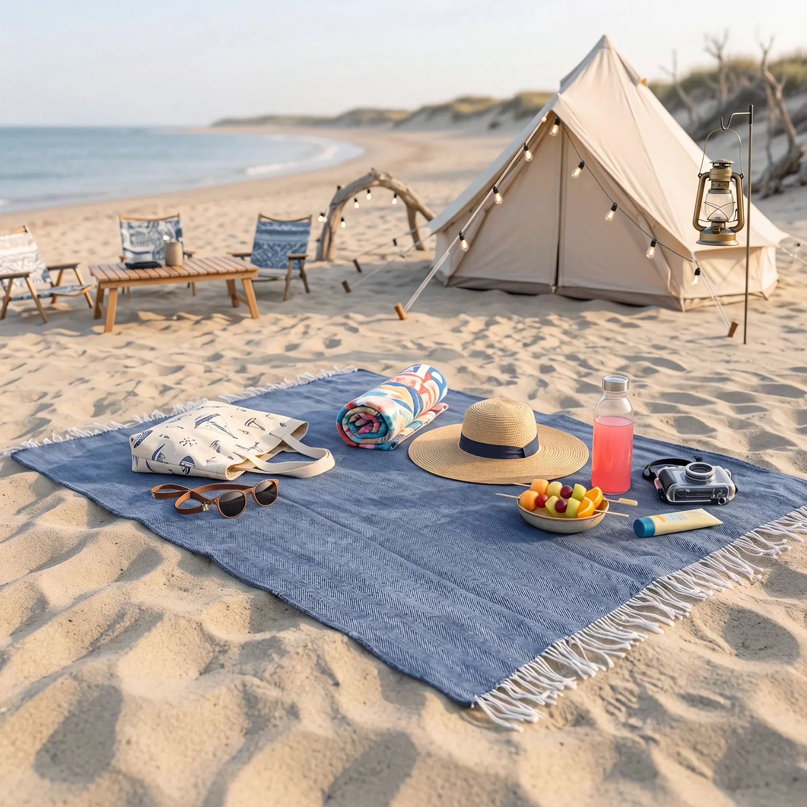 Waterproof Outdoor Picnic Blanket - Durable Acrylic & Oxford Cloth - Lightweight, collapsible, Easy to Clean, Tassel Trim - Ideal for Camping, Beach, Park, Indoor & Outdoor - Size: 4.9×6.6 ft (1.5m×2m)
