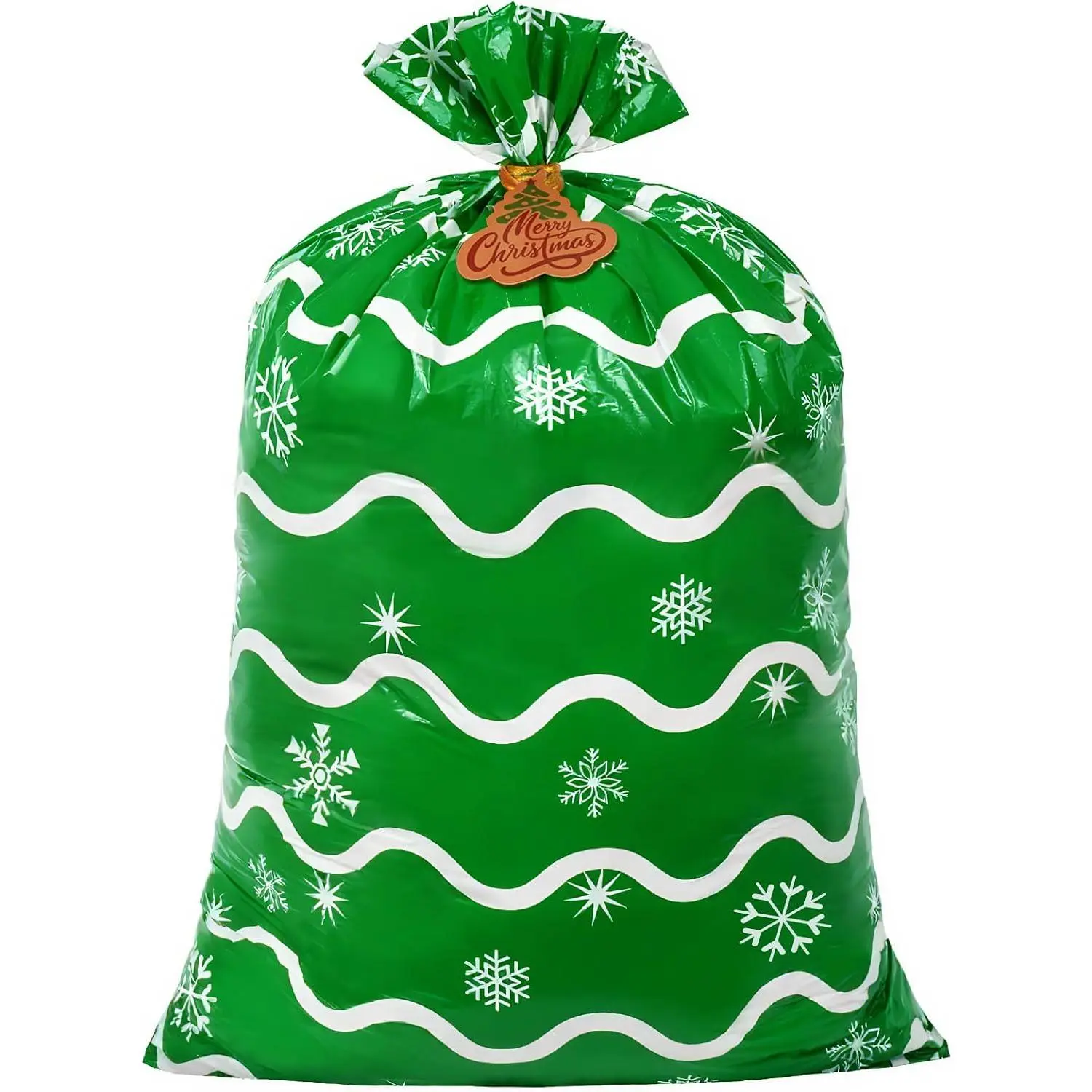 Large Christmas  Bags 36"x56" Holiday  Wrap  Christmas Bag for Gifts Giant Sacks for Presents Big Xmas Plastic Gifts Bags (Green Wave)