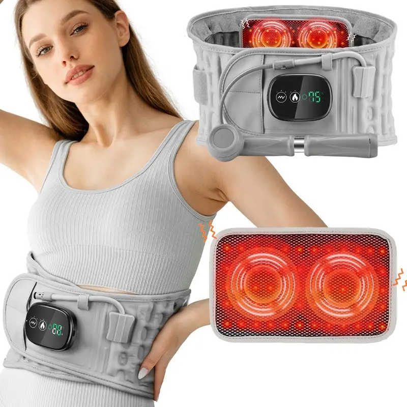 Electric Heating Back Support Belt, Manual Inflatable Vibration Massage Adjustable Waist Massager, Heating Pad for Lower Back Spine and Waist