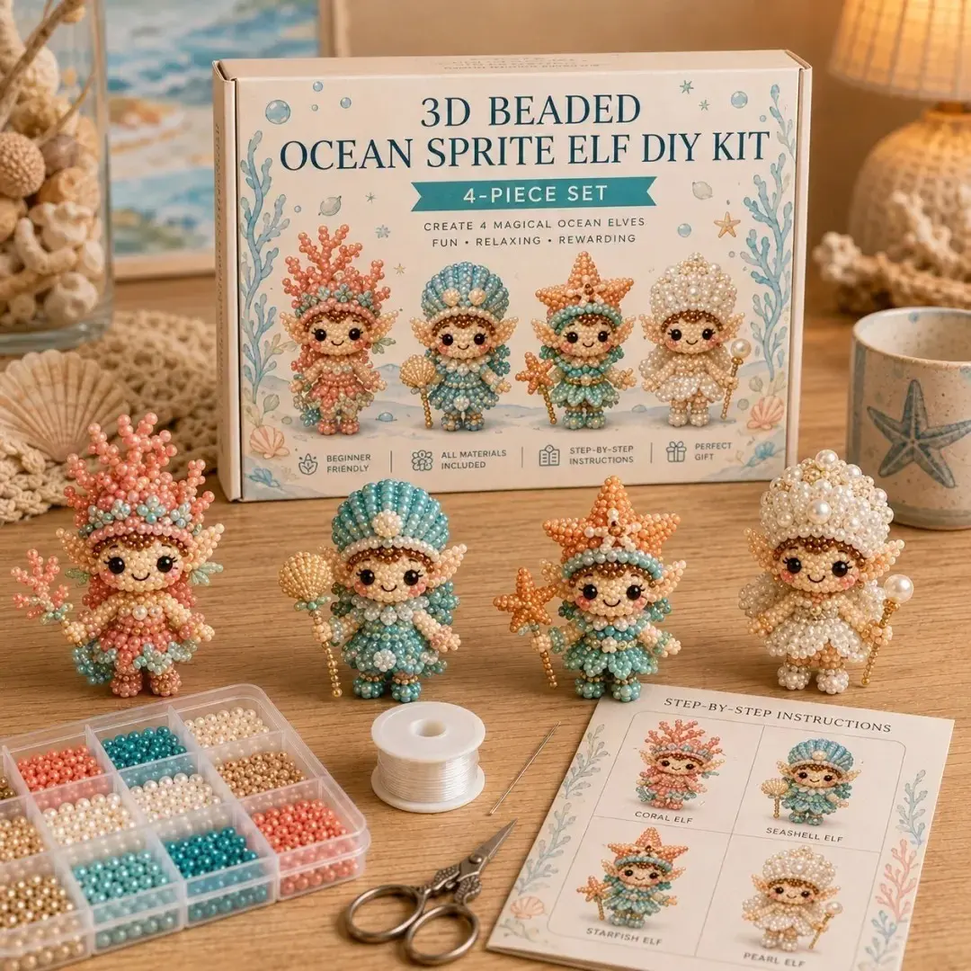 Magic Elf DIY Beading Kit, Includes 3D Beading Magic Elf Making, Colorful Beads and Instructions, Handmade Jewelry Craft Set, Creative Gift