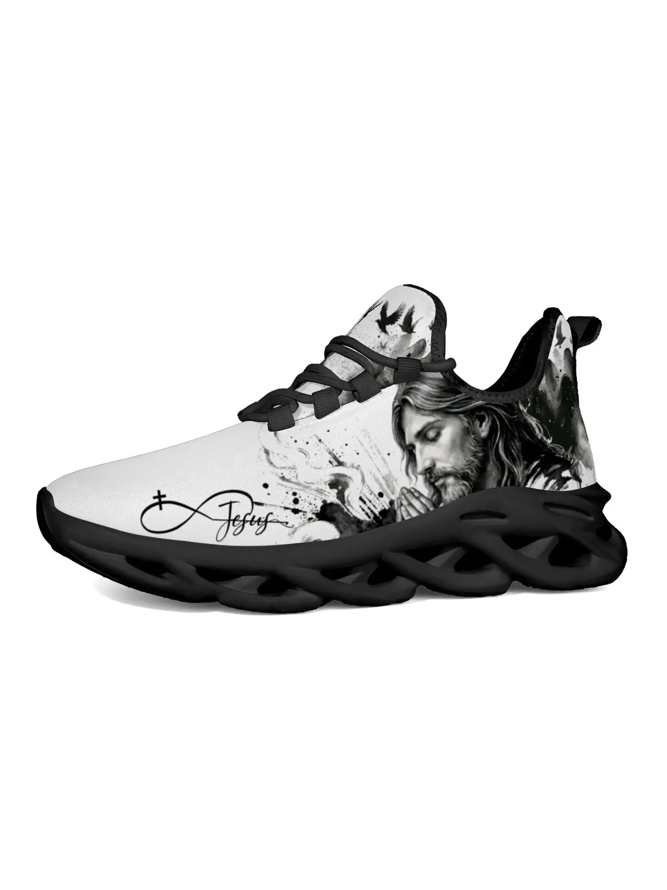 Exclusive Jesus Signature Men'S Woman'S Casual Shoes Sneaker Trainer Shoes With Unique Print Artistic Design Distinctive Sole Lightweight Hollow Sole Non Slip Casual Cushion Sneakers