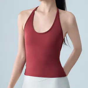 Halara Oneform Seamless Flow Crisscross Backless Deep V-neck Cropped Built-in Bra Yoga Tank Top