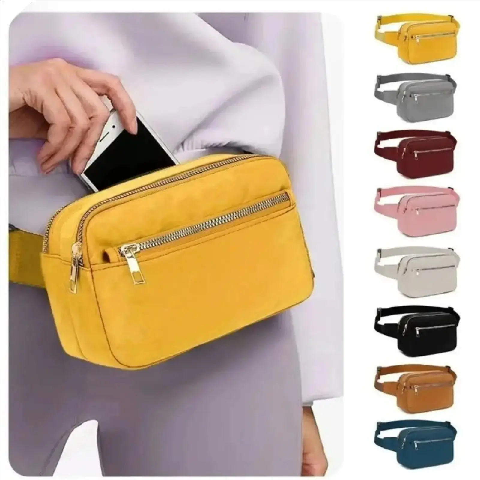 Women's Belt Bag, Waterproof Fanny Pack with Multiple Pockets, Lightweight Adjustable Crossbody Waist Bag, Compact Everyday Organizer for Travel, Commuting, Shopping, Hiking & Outdoor Use sohochic