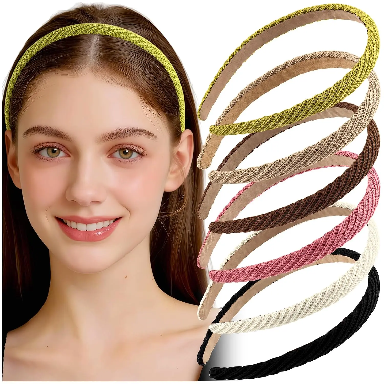 6 count Headbands for Women Thin Knitted Headbands Fashion Non Slip Headband for Women's Hair Cute Solid Color Hair Accessories Stretchy Elastic Hairbands  Boho Comfortable Bands