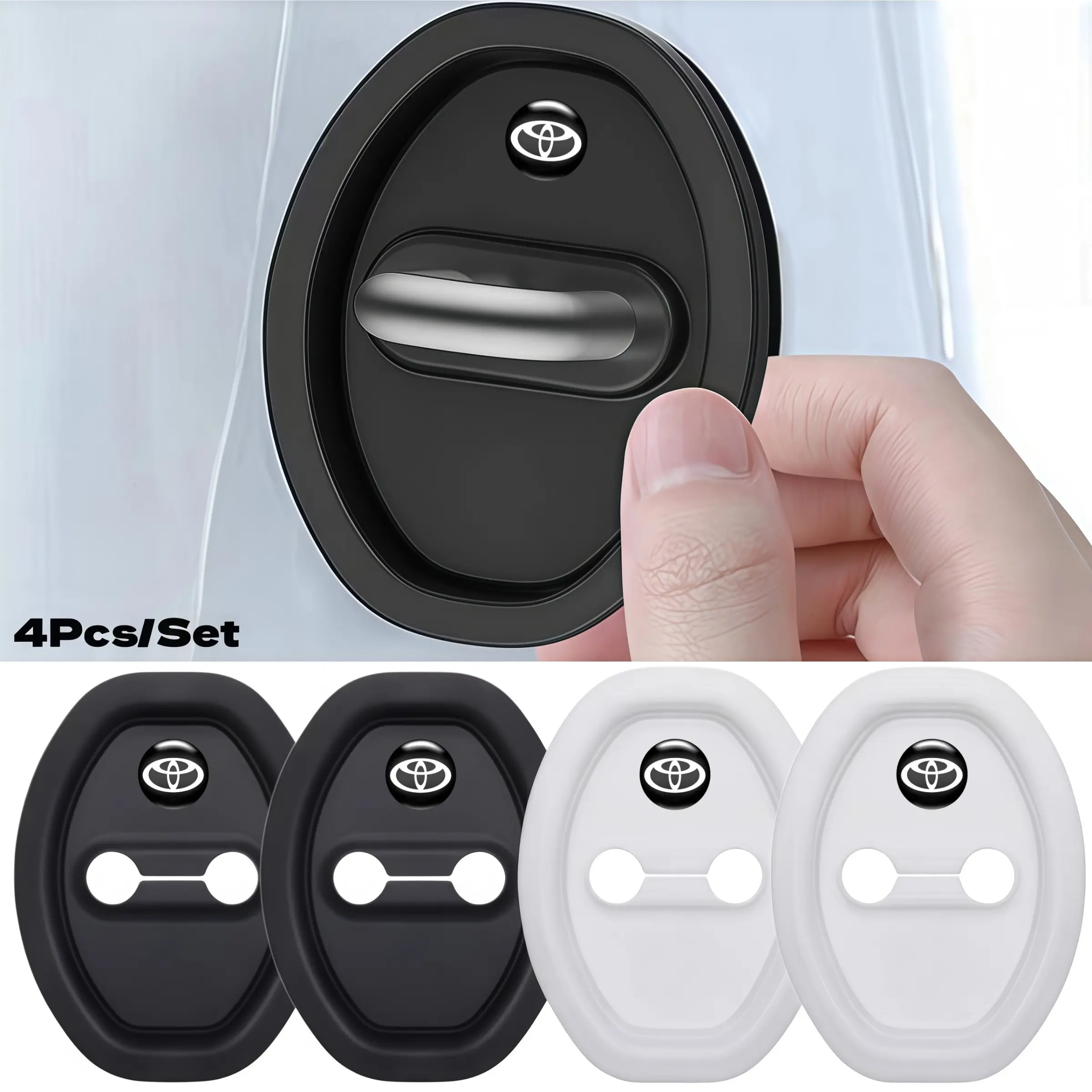 4 Pcs Car Silicone Door Lock Protector, Protection, Universal Fit Noise Reduction Shock Absorber Pad, Toyota Compatible, Automotive Auto Accessories