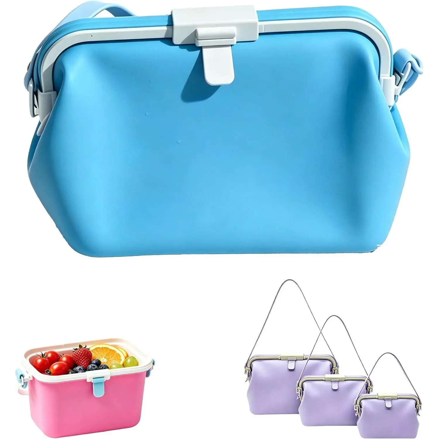 Waterproof Silicone Tote Bag, Leakproof Reusable Handheld Storage Bag, Washable Lightweight Carry Bag for Beach, Hiking, Camping, Travel & Everyday Use