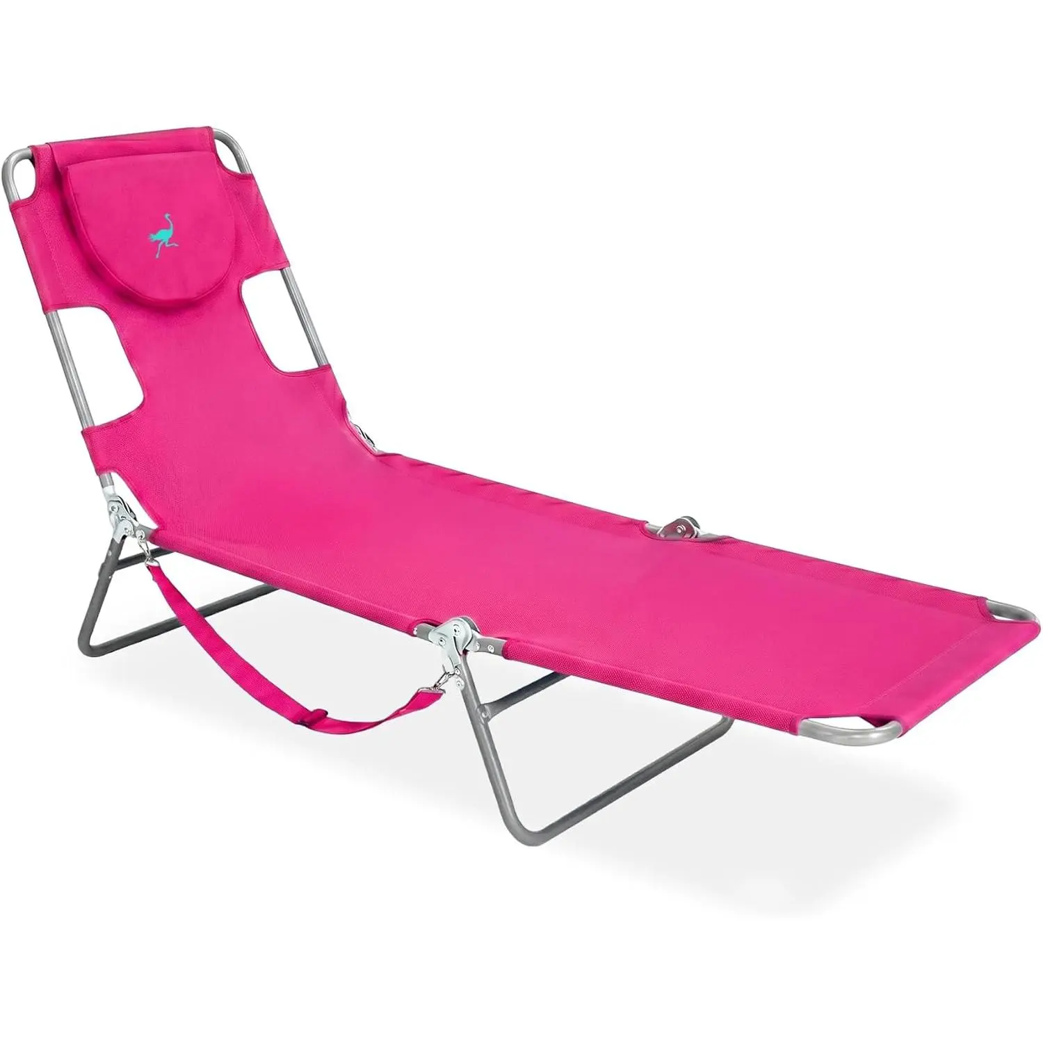 Ostrich the Original Face Opening Chaise Lounge Chair with Arms, 72x22 in Portable Reclining Lounger, Outdoor Patio & Beach Camping Furniture, Pink