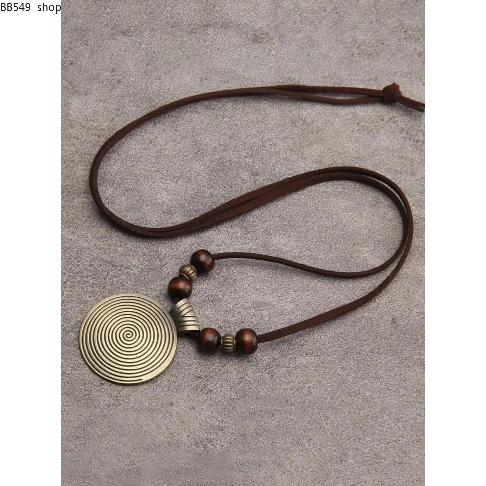 Boho PU Leather Cord Necklace with Spiral Pattern Pendant, Long Vintage Bohemian Style Sweater Chain for Women, Casual Fashion Jewelry, Dainty Boho Necklace