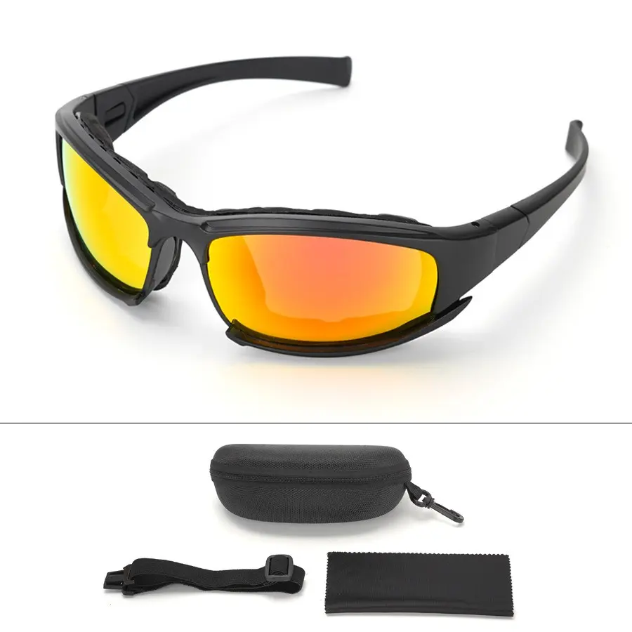 Military Tactical Glasses Cs Explosive-Proof Anti-Impact Special Forces PC Goggles, Outdoor Sports Cycling Protective Eyewear Set