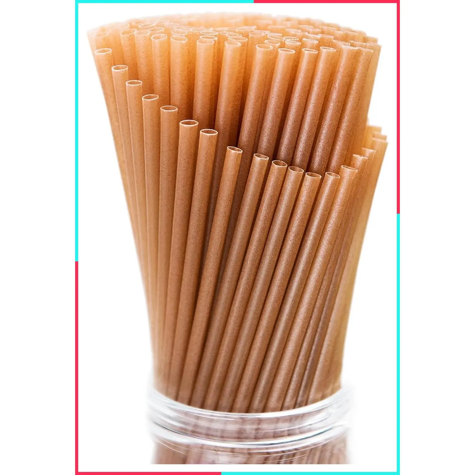 100 Pack 8 Inch Sugarcane Straws - Sturdy Biodegradable Compostable Plastic-Free Smoothie Drinking Straws for Home, Restaurant, Beach Parties, Non-Fogging