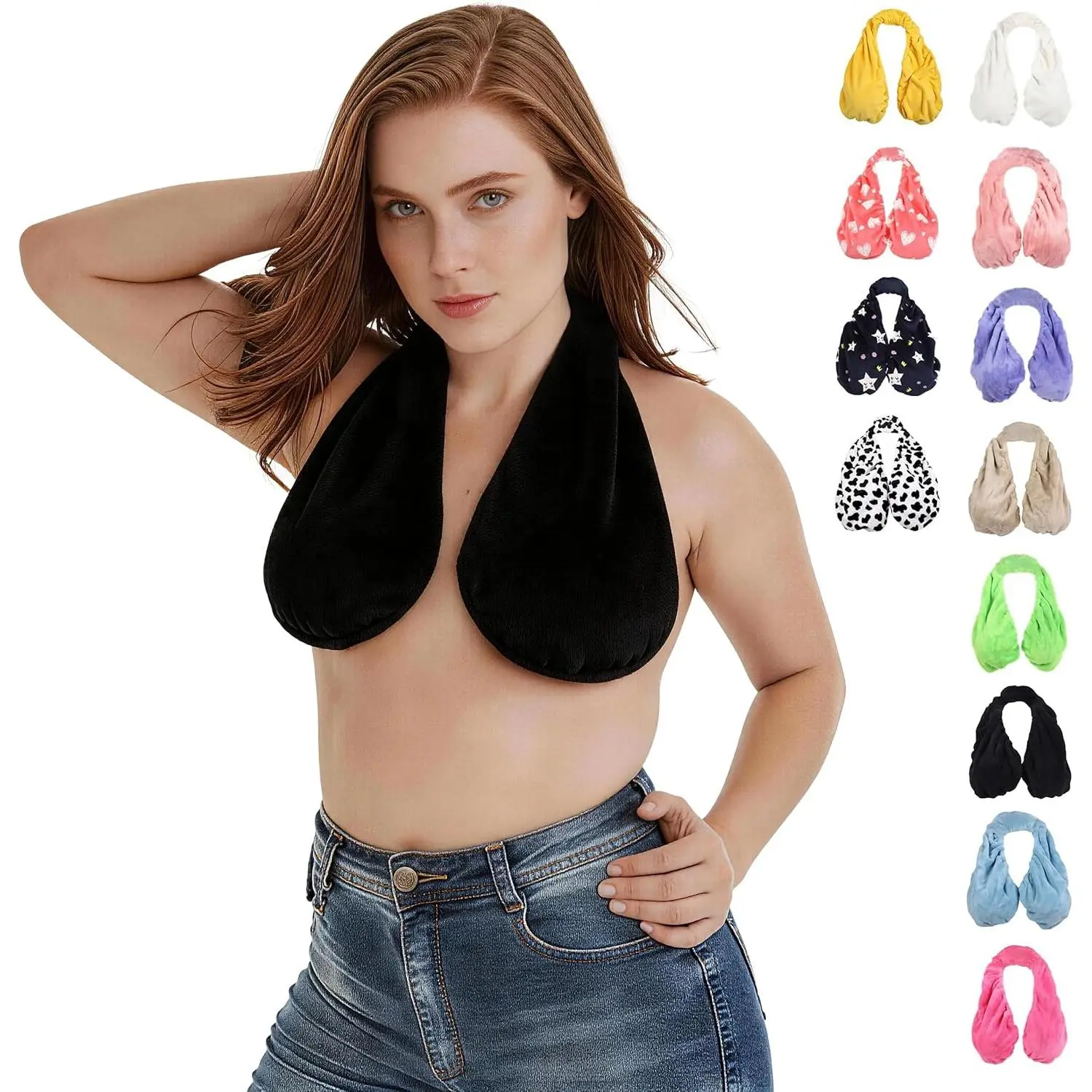 Bra Towel 2027 New Hands-Free Adjustable Shower Towel Bra for Women Towel Bra Sling for Drying Off After Bath Self-Care Gift-M Black