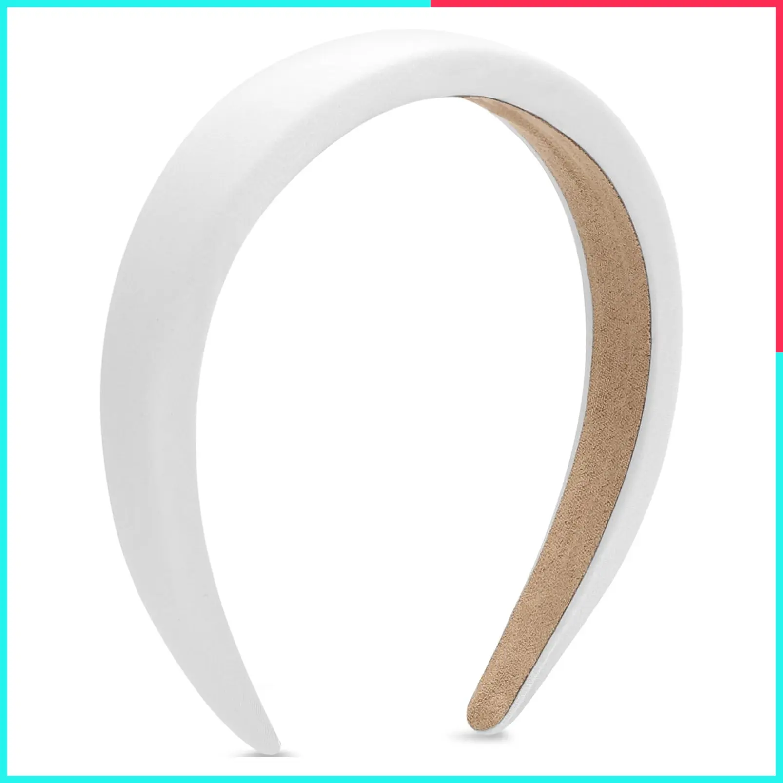 Padded Headband for Women, Wide Sponge Headbands, Plain Solid Hair Band Hoops, Vintage Yoga Fashion Elastic Hairband Accessories (White)