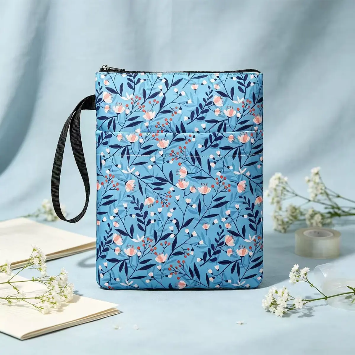 Book Covers with Floral Patterns, Dust Jackets, Tote Storage Bags, Back-To-School Gifts, Book Sleeves, Protectors with Zipper, Washable Fabric