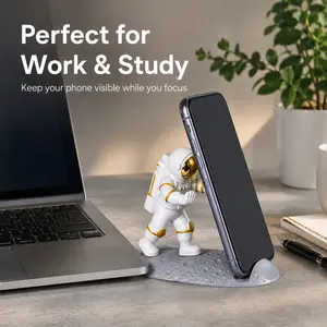 Creative Astronaut Desktop Phone Stand, Office Decorative Holder, Unique Design for Desk Organization, Perfect Gift for Tech Enthusiasts