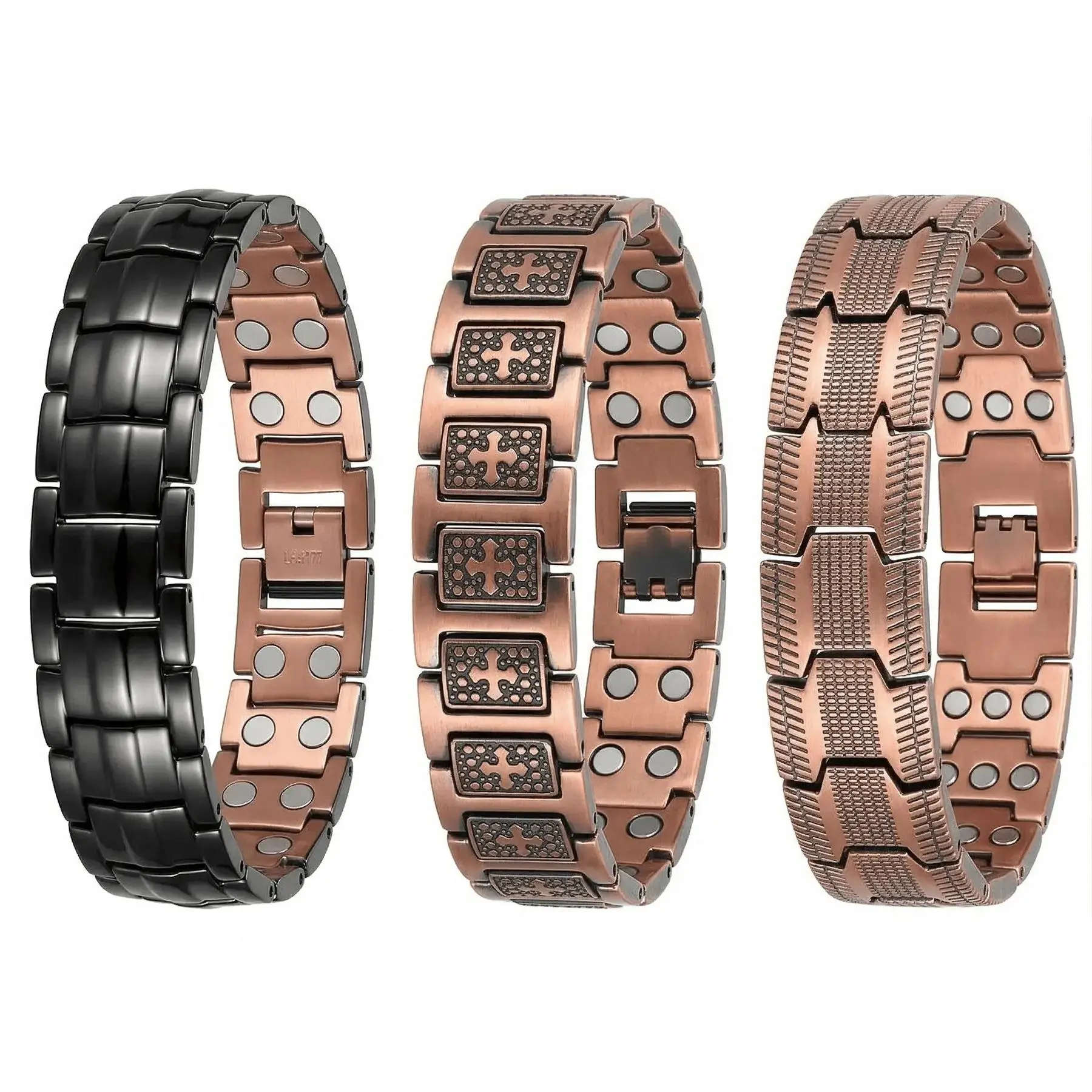 Men's copper bracelet, 3x super-strong magnetic bracelet, 99.99% pure copper with 3500 Gauss neodymium magnets, adjustable hypoallergenic bracelet, special Valentine's Day offer in 2026