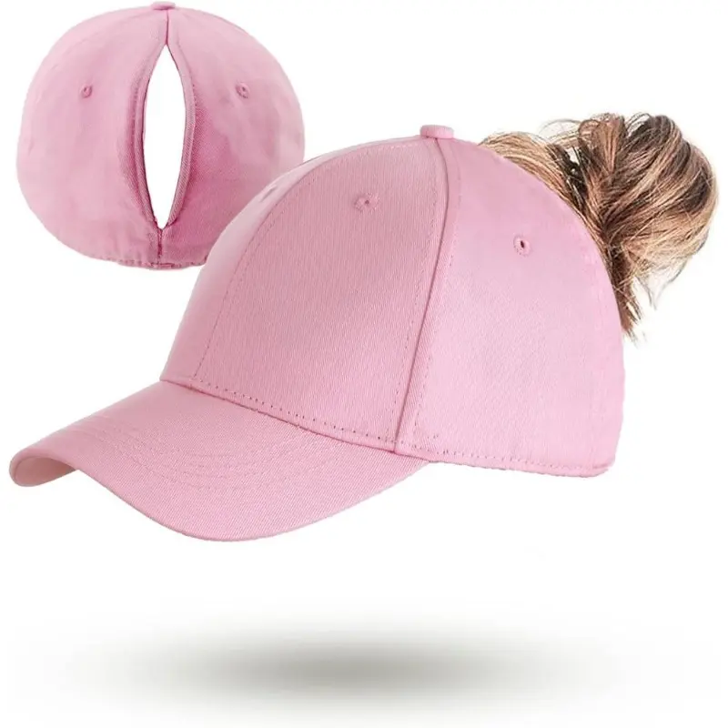 Women's Cotton Blend Magnetic Closure Ponytail Baseball Hat - Adjustable, Breathable Sun Cap with Back Slit for Hiking & Outdoor Activities
