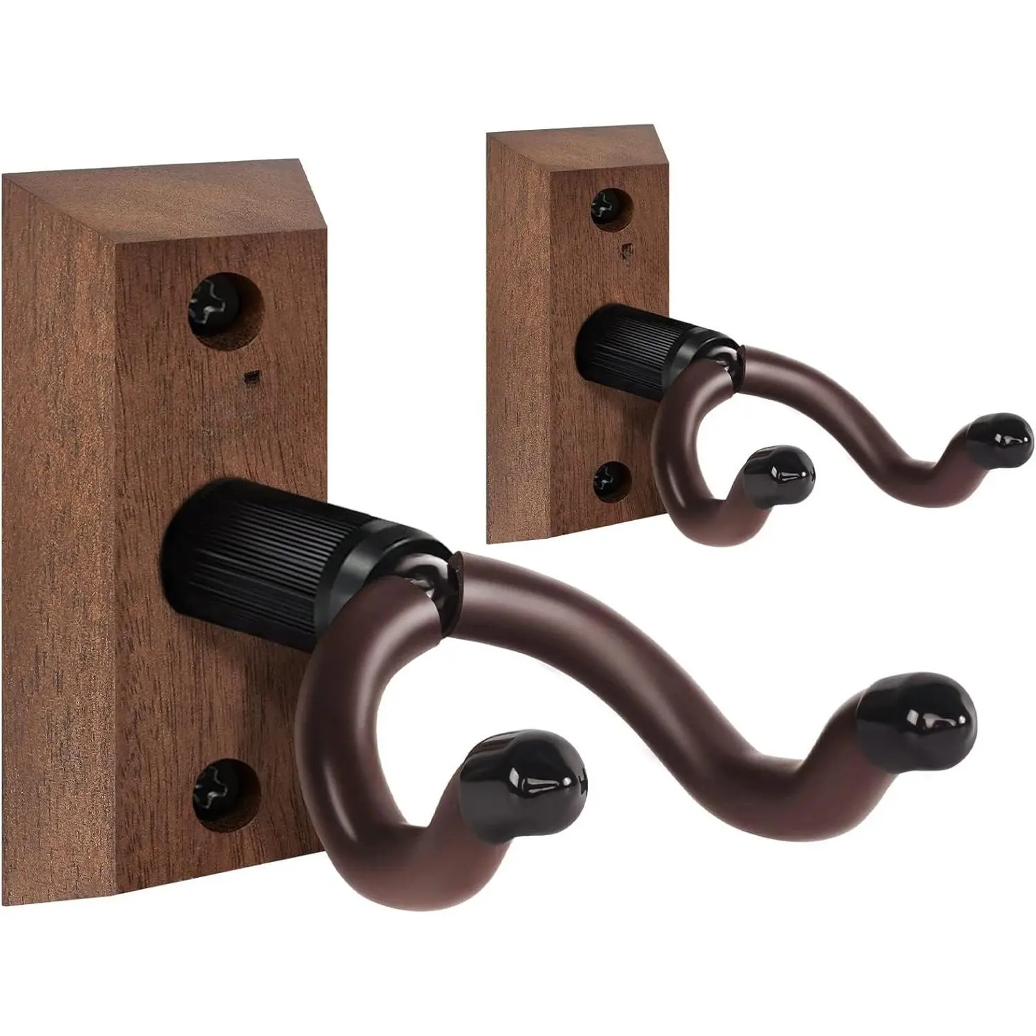Ukulele Wall Mount 2 Pack, Black Walnut  Ukulele Hanger Wall Hook Holder Stand with Screws, Ukulele Wall Mount Hanger for Mandolin, Banjo, Concert, Pineapple, Soprano, Tenor, Baritone