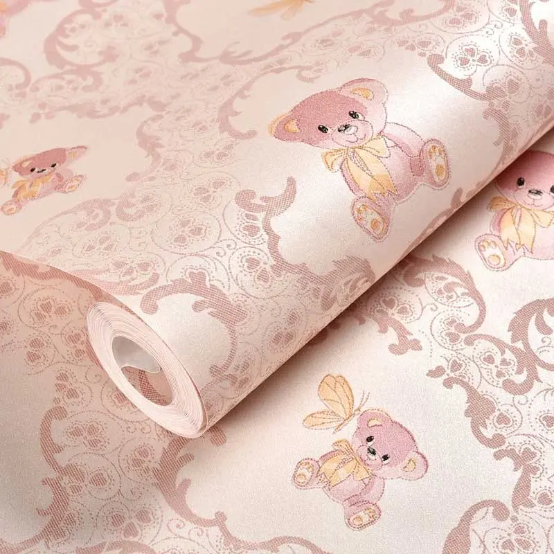 Self-Adhesive Cartoon Bear Wallpaper Roll, Easy Peel & Stick Non-Woven Fabric, Thick Cuttable Cute Wall Sticker for Home Decor, Nursery Wallpaper, Peel And Stick Wallpaper For Bathroom, Accent Wall Peel And Stick