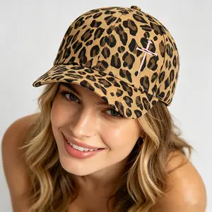 Vintage Washed Cheetah Print Baseball Cap for Women • Millennial Retro Distressed Leopard Cross Embroidered Casual Dad Hat Baddie Streetwear
