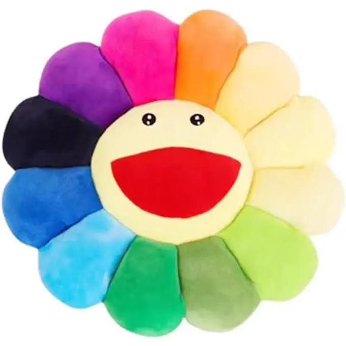 17" Sunflower Flower Plush Pillow,Smile Face Cushion Colorful |   for Home Bedroom Decor
