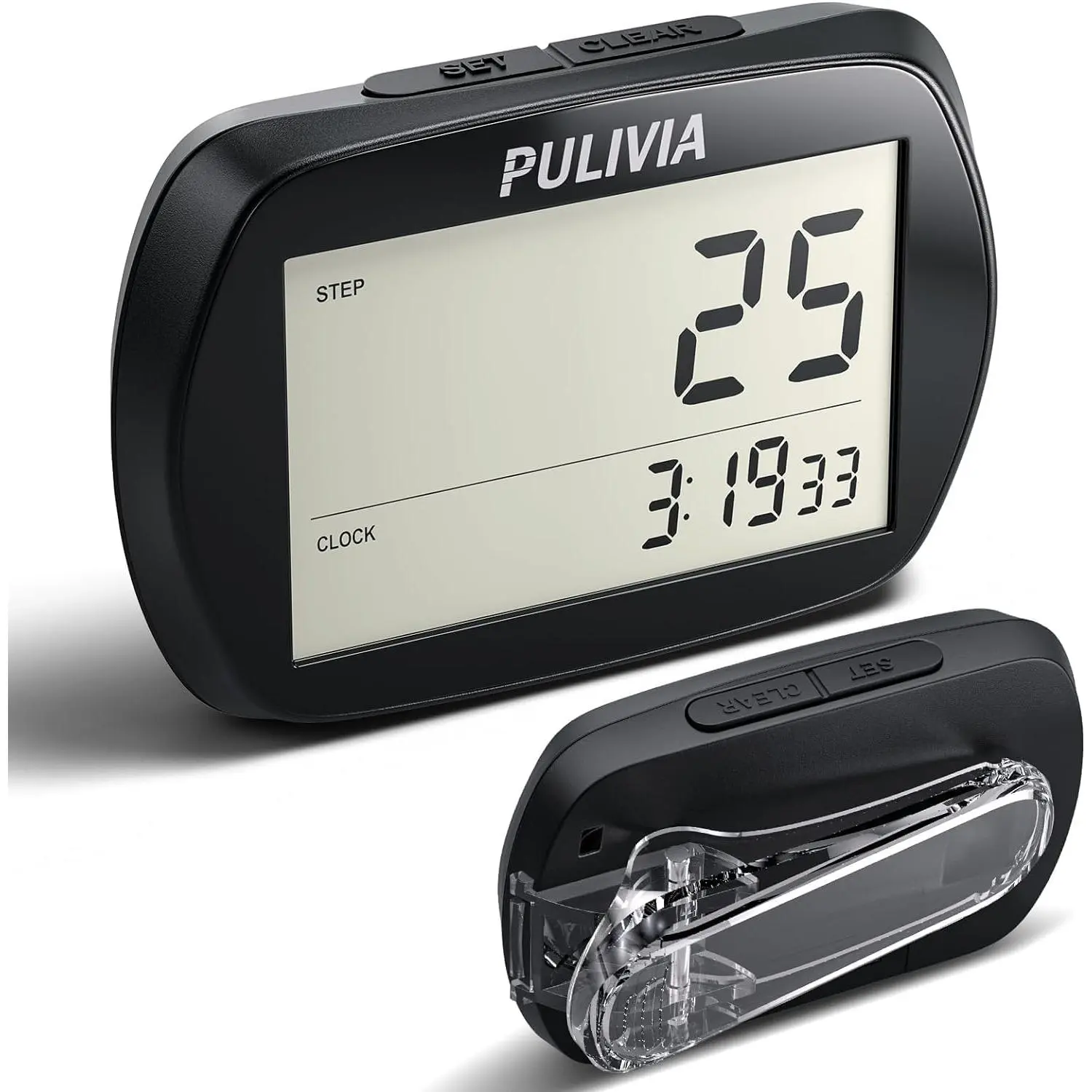 Unisex 3D Sensor Pedometer for Walking, Outdoor Use - Compact, Clip-On Clip, Plastic Body, Clock Display, Portable Step Tracker, Simple Look