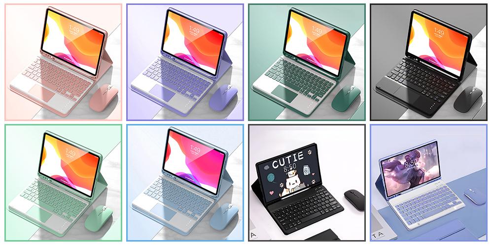 ENTRA Bluetooth Wireless Keyboard Mouse for iOS Android Windows Tablet iPad Air Mini Pro Silent Design 99% Noise Reduction Stable Connection 10m Range Portable Lightweight Device with Multiple Key Functions and Fast Bluetooth Connection - Phone swivel