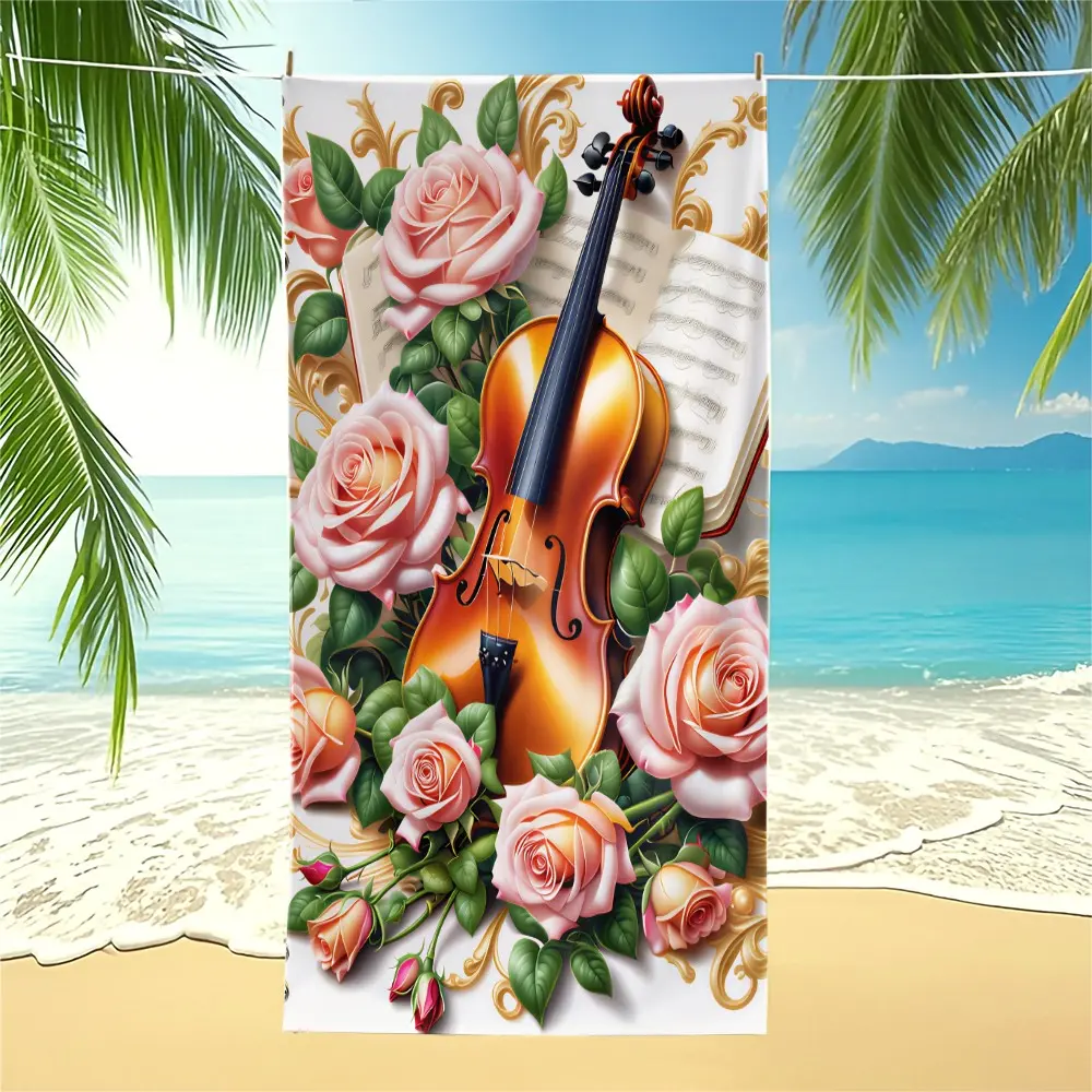 Dreamy Soft Style Beach Towel with Rose & Butterfly All-Over Print, Premium Microfiber, Quick Dry, Sand Resistant & Highly Absorbent, Skin-Friendly, Lint-Free, Vibe Towel for Summer Beach, Pool & Vacation