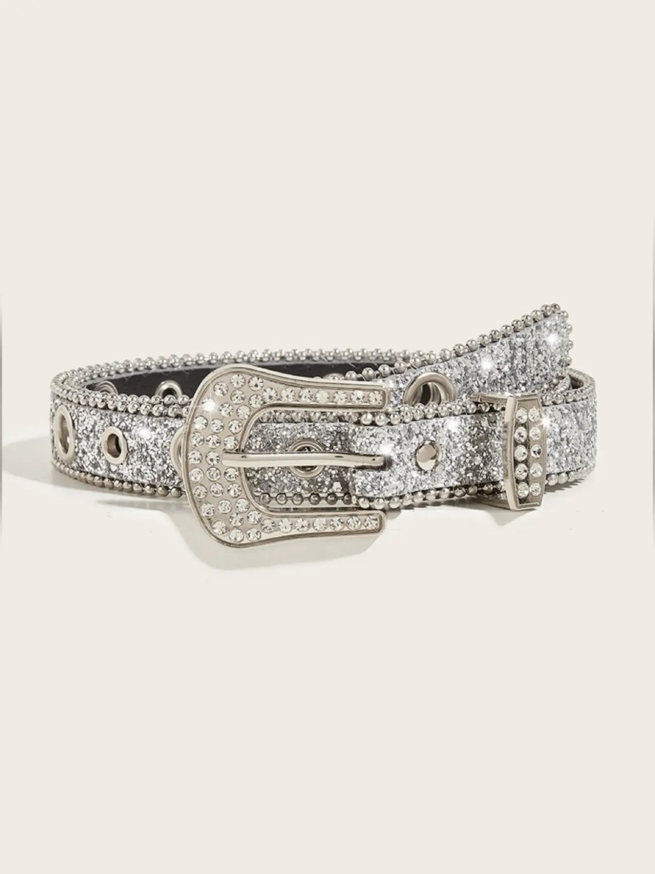 Water Drill Punk Y2K Decorative Belt, Rhinestone Design, Fs-Galaxy Pattern, All Seasons Style, Trendy Slim Waist Belt for Fashionistas
