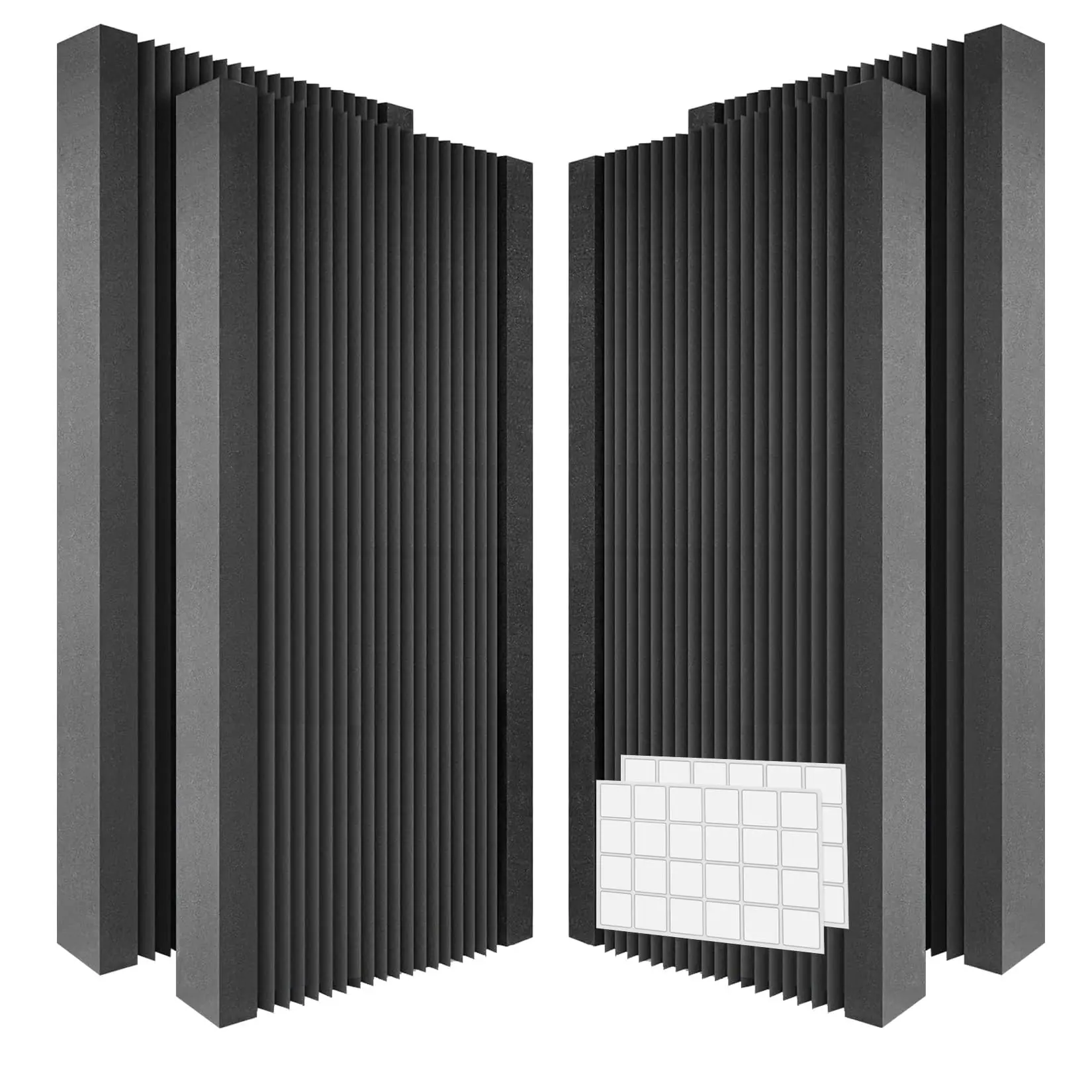High-Density Acoustic Foam Wall Panels – Soundproof & Fire-Retardant Noise Dampening – Vertical Design, Self-Adhesive – Ideal for Studio, Office, Home Theater – 2/4 Pack (120x60x5cm)
