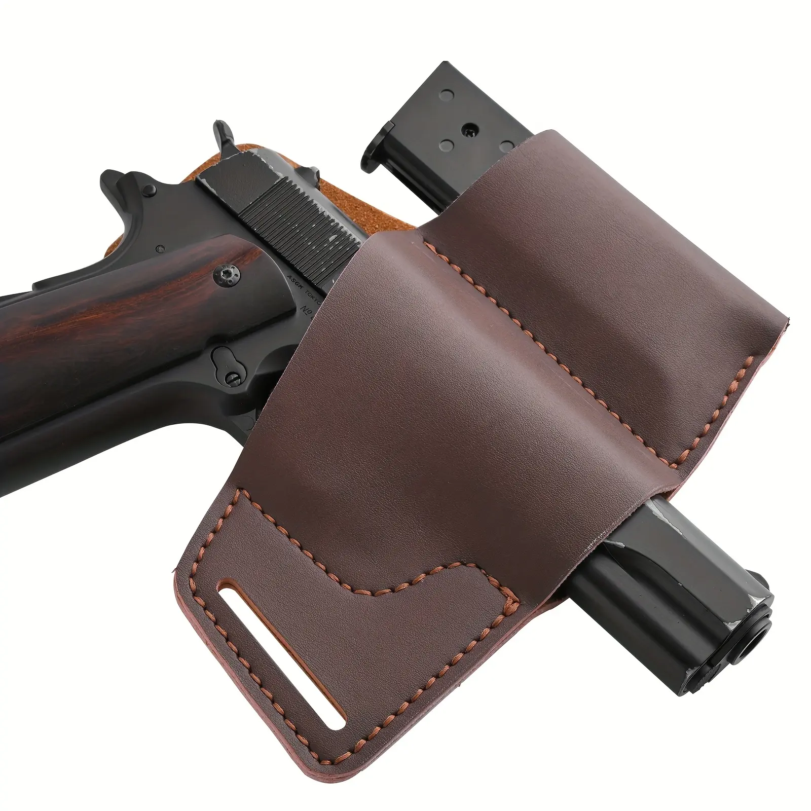 Right Hand OWB Leather Holster with 9mm Mag Pouch for Concealed Carry - Fits Glock 17 19, 1911, Sig Sauer, Springfield - Tactical Shooting & Hunting Gear, Mag Pouch 9Mm