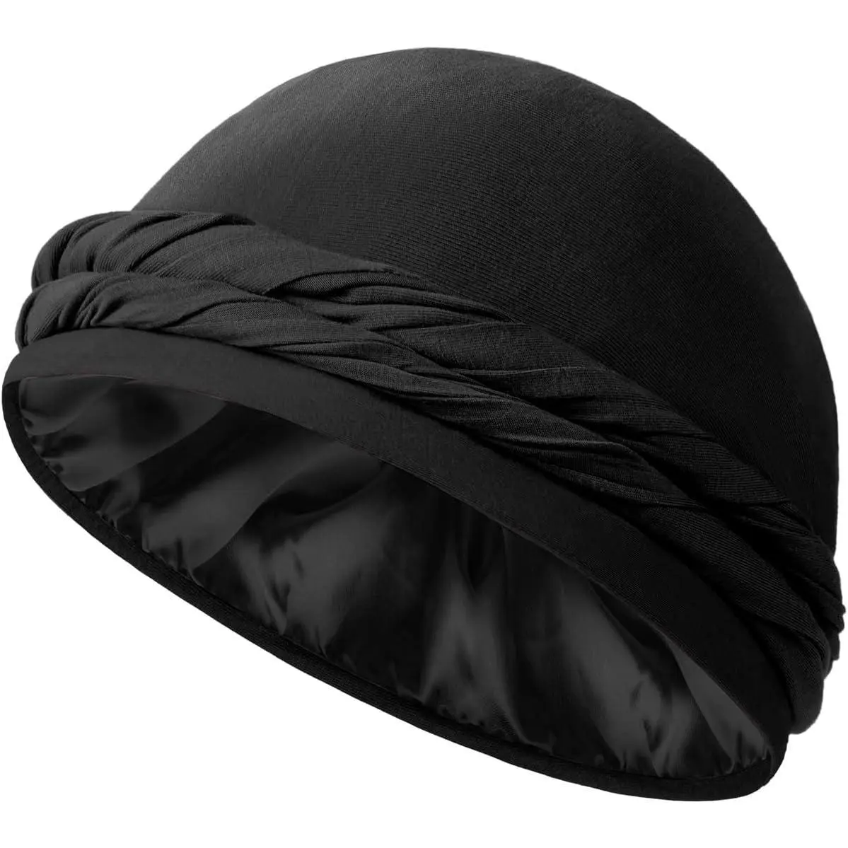 Pre-Tied Halo Turban for Men & Women, Silk Satin Lined Bonnet for Sleeping, Protective Halo Cap for Curls & Braids, Haircare, Curly Hair, Short Hair, Adults, Easy Tie-On
