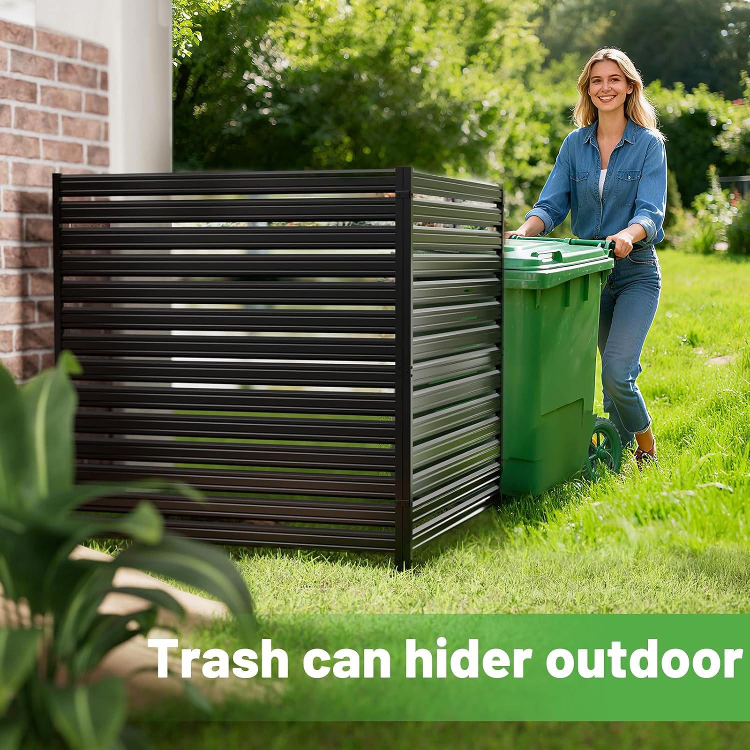 Gaomon 2 Panels No-Dig Metal Privacy Fence Screen, 48" H * 48" W Outdoor Air Conditioner Fence, Rustproof AC Unit Cover to Hide Trash Bins, Pool Equipment Enclosure, Decorative Garden, Patio & Backyard