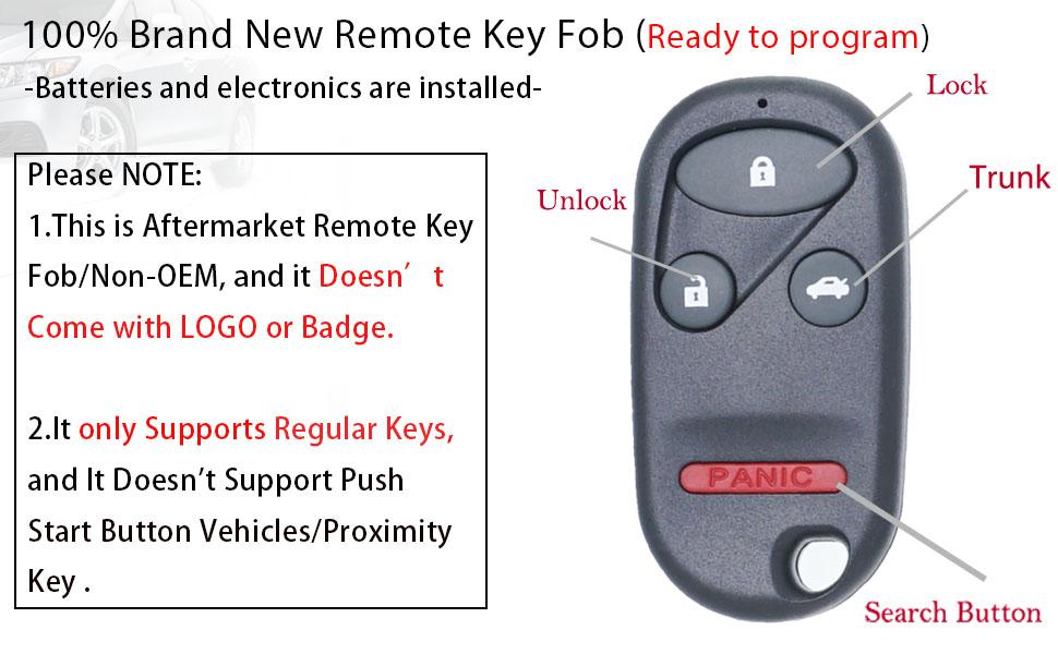 Keyless Remote Car Key Fob Replacement for Honda Accord Acura TL KOBUTAH2T 1998 1999 2000 2001 2002 2003 72147-S0K-A02 72147-S84-A03 4 Button 1 Pack