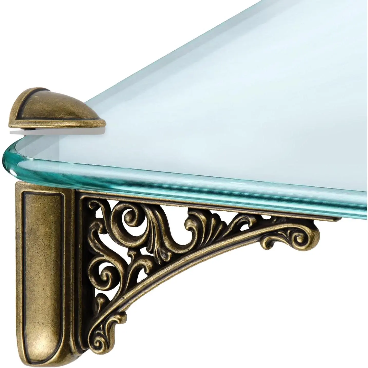 Adjustable Glass Floating Shelf Brackets, Antique Bronze, 2 count | Fits 0.24"-1.57" Thick Glass,High Load Capacity, Wall Mount, For Bathroom Kitchen Office