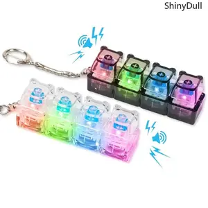 Bear Keycap LED Fidget Keychain - Keyboard Fidgets Stress Relief Clicker Toy for Anxiety, School Decompression