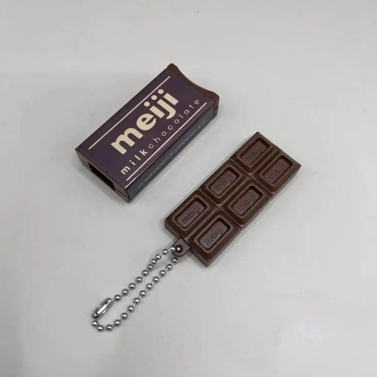 Japanese-Style Simulated Meiji Chocolate Fidget Toy Keychain Pendant - Bendable, Snap Hook Design, Stress Relief Art Gift for Home Decor (Size S), A, C